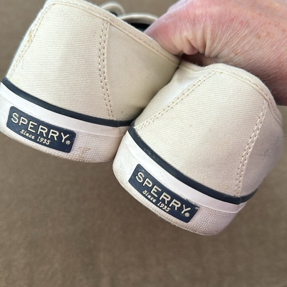 Sperry Top Sider Casual Sneakers Size Womens 9.5 Ivory Blue Trim (TD) - Picture 6 of 10